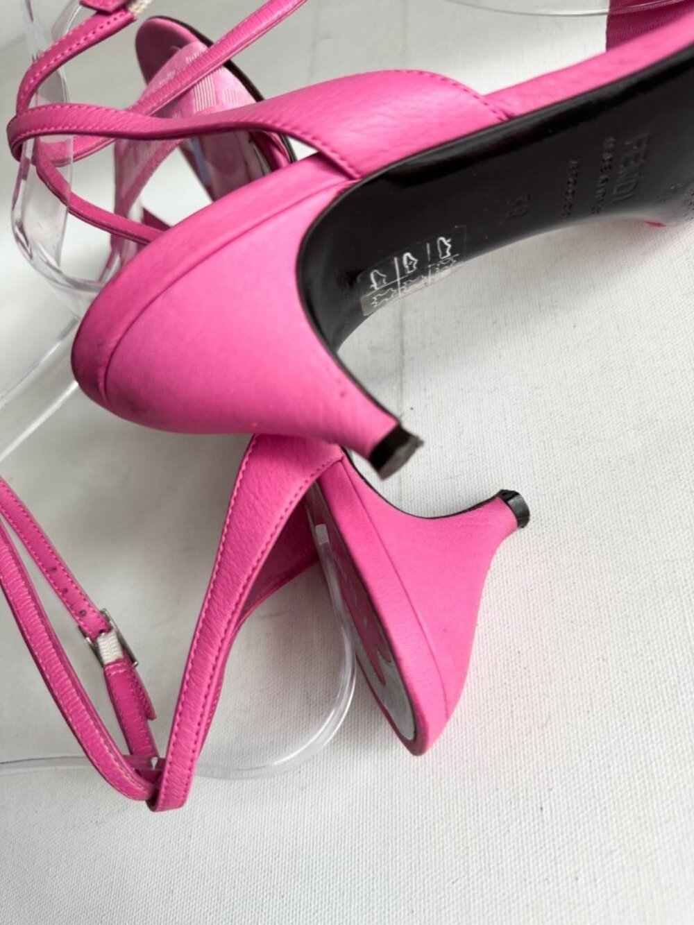 Vintage Fendi Barbie Pink Kitten Heel Sandals 38 - Picture 8 of 8